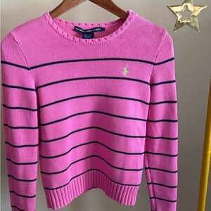Ralph Lauren Sport Pink Navy Striped Sweater S Cotton